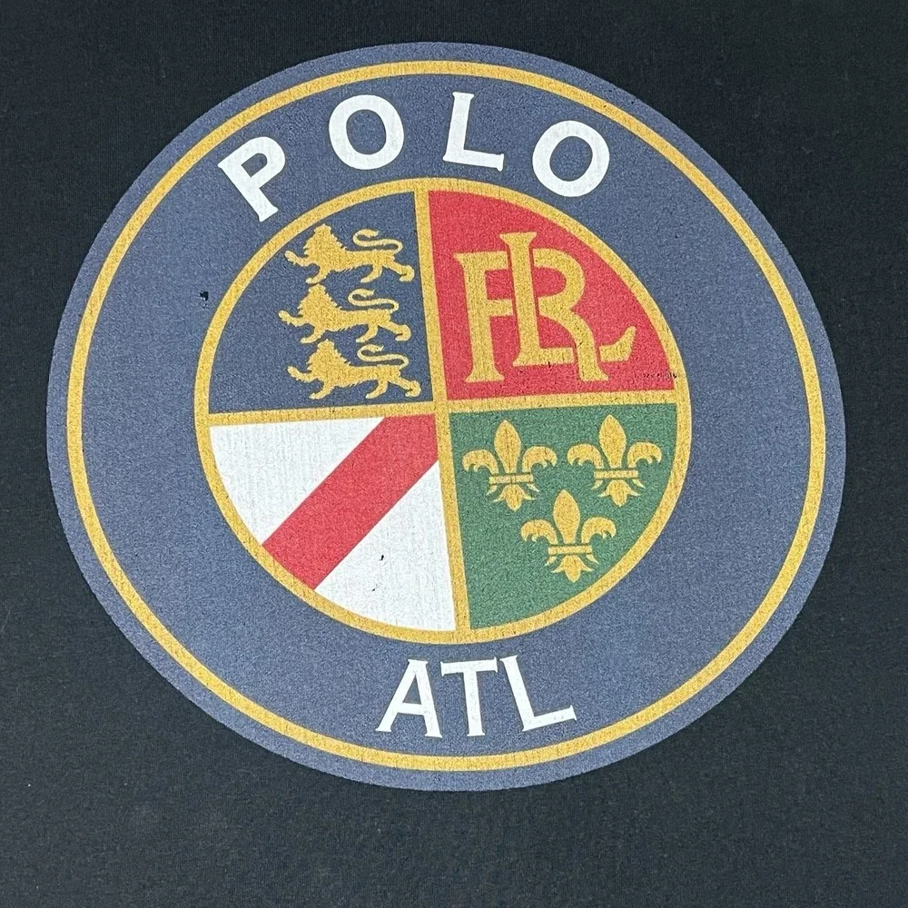 Polo Ralph Lauren Mens XL ATL Crest Custom Slim Fit Black T-shirt Preppy Atlanta